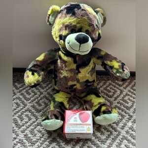 Camo Plush Bear with Recordable Heart Feature to Zip Inside